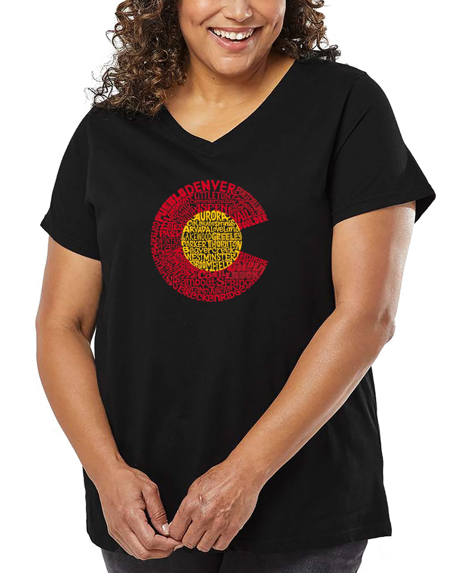 LA Pop Art футболка V-neck Plus Size Colorado Word Art