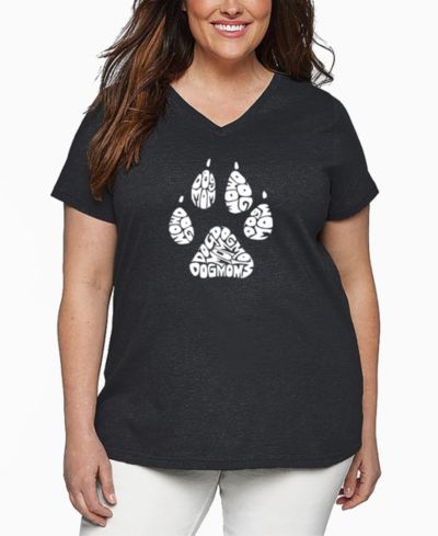 Футболка LA Pop Art Plus Size Dog Mom Word Art с V-образным вырезом