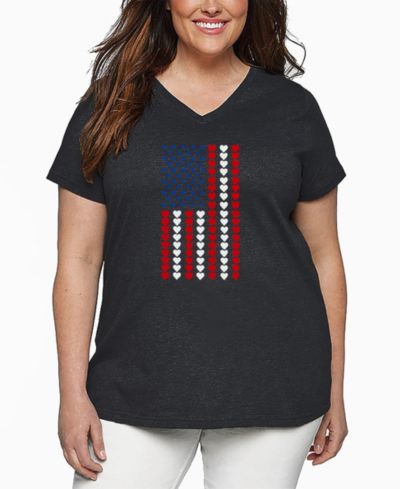 LA Pop Art футболка Plus Size с принтом Heart Flag Word Art V-Neck