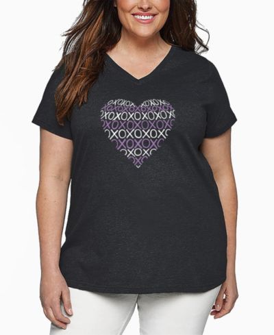 LA Pop Art футболка V-образного выреза Plus Size XOXO Heart