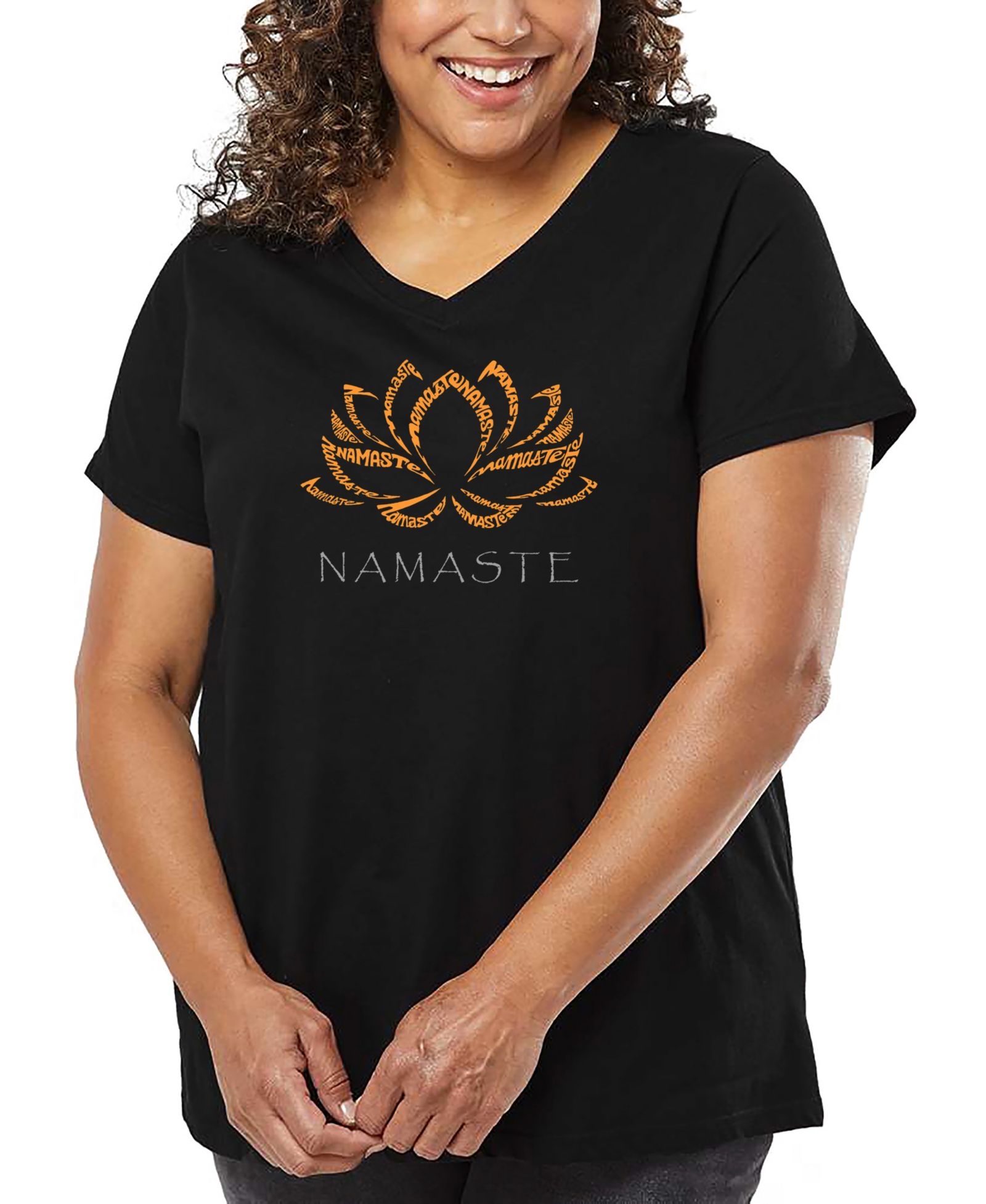 Женская футболка LA Pop Art Plus Size Namaste Word Art V-Neck