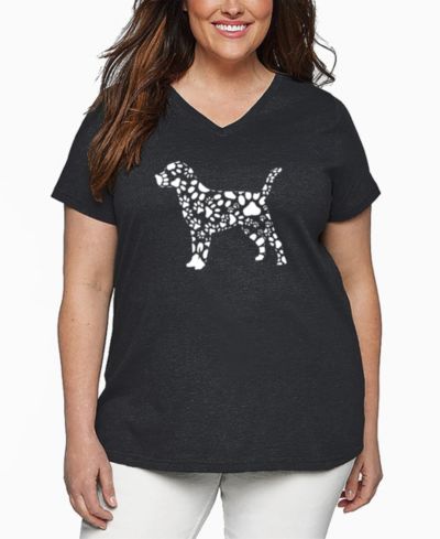 Футболка LA Pop Art Plus Size Dog Paw Prints Word Art с V-образным вырезом