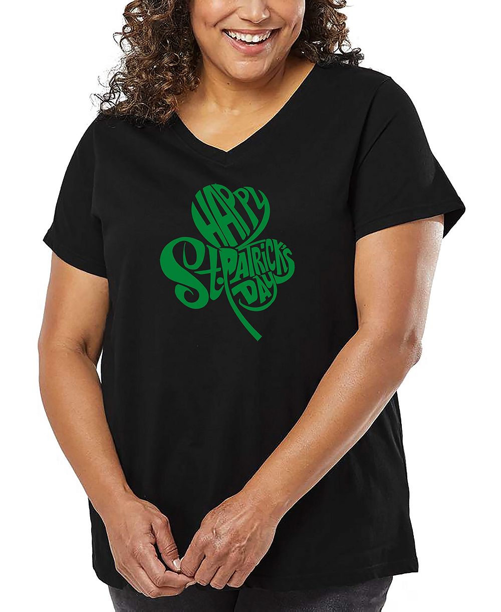 Женская футболка LA Pop Art Plus Size с принтом St. Patrick's Day Shamrock