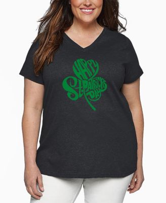 Женская футболка LA Pop Art Plus Size с принтом St. Patrick's Day Shamrock