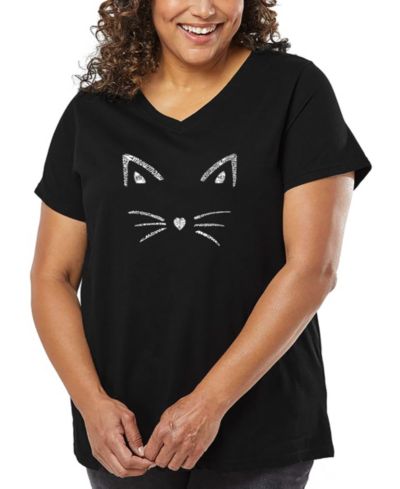 LA Pop Art футболка V-образного выреза Plus Size Whiskers Word Art