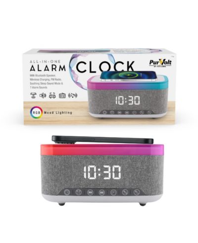 Будильник Pursonic All-in-One с Bluetooth-колонкой, FM-радио и беспроводной зарядкой Qi — ваш идеальный компаньон для прикроватной тумбочки