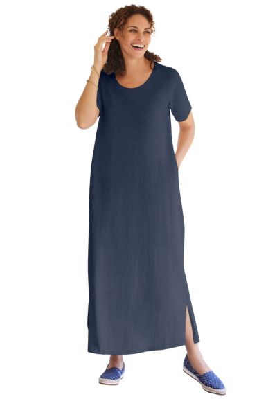 Woman Within Женское платье-макси с вырезом лодочкой, Plus Size