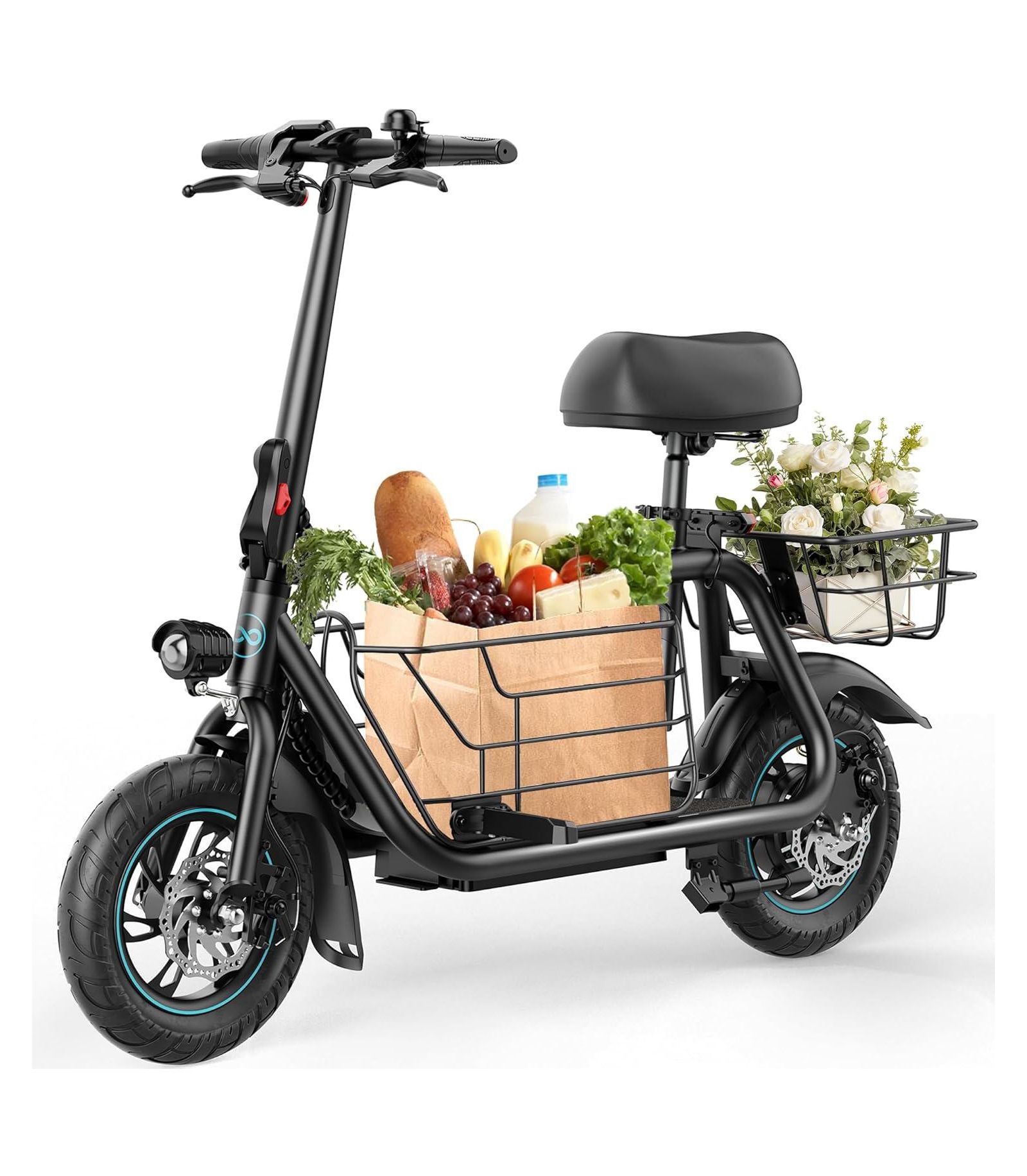 Urbanmax Electric Scooter with Seat, 550W Motor, 18.6MPH, 20 Miles Range, Large Storage Basket