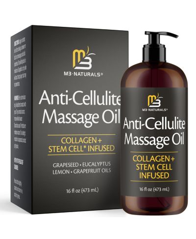 M3 Naturals Firming Body Massage Oil | Collagen & Stem Cell Blend | Smooths Skin Texture | 16 Fl Oz