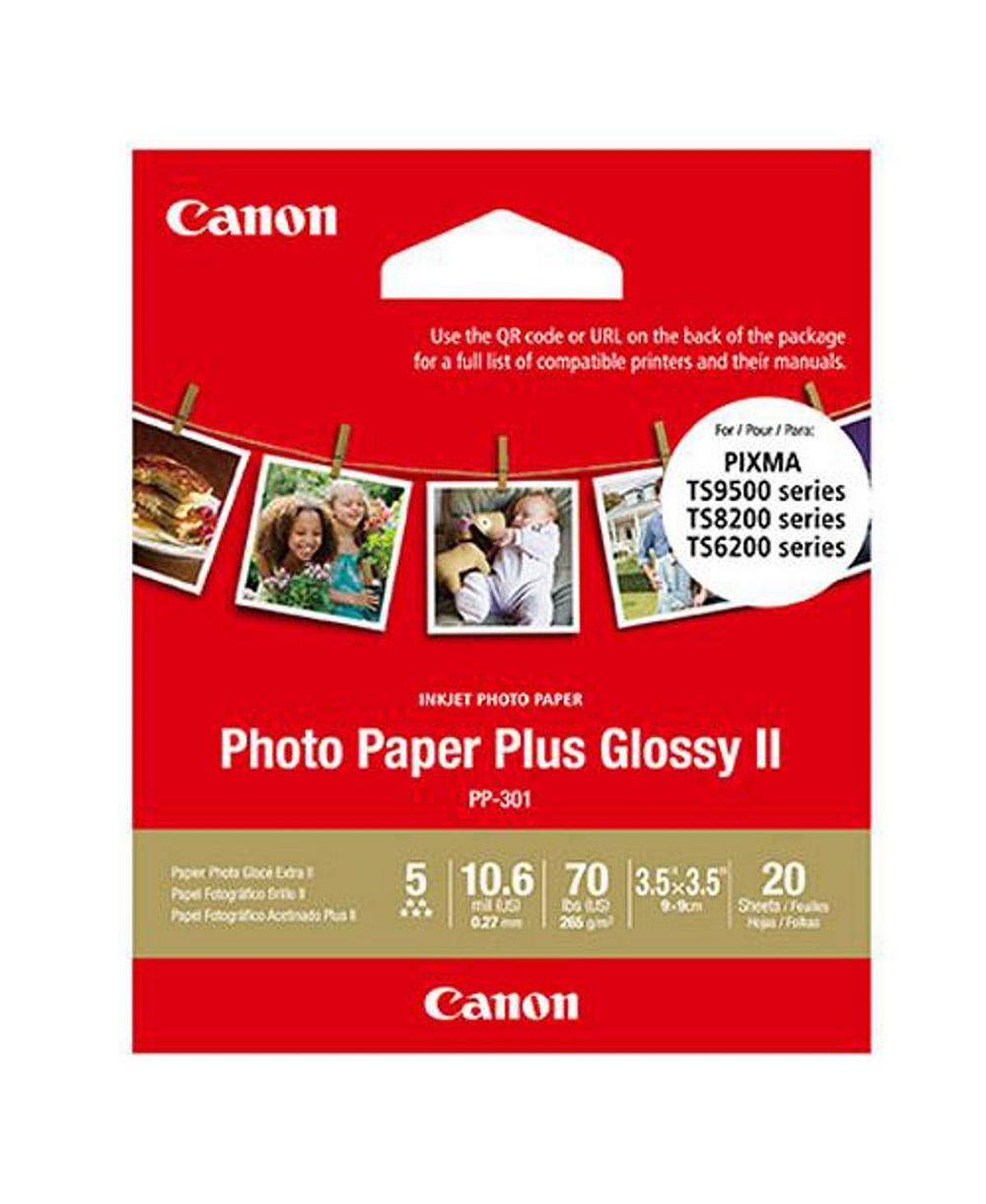 Фотографическая бумага Canon PP-301 Photo Paper Plus Glossy II для струйной печати, 10,6 мил, 265 г/м², 3,5 x 3,5 дюйма, упаковка 20 листов