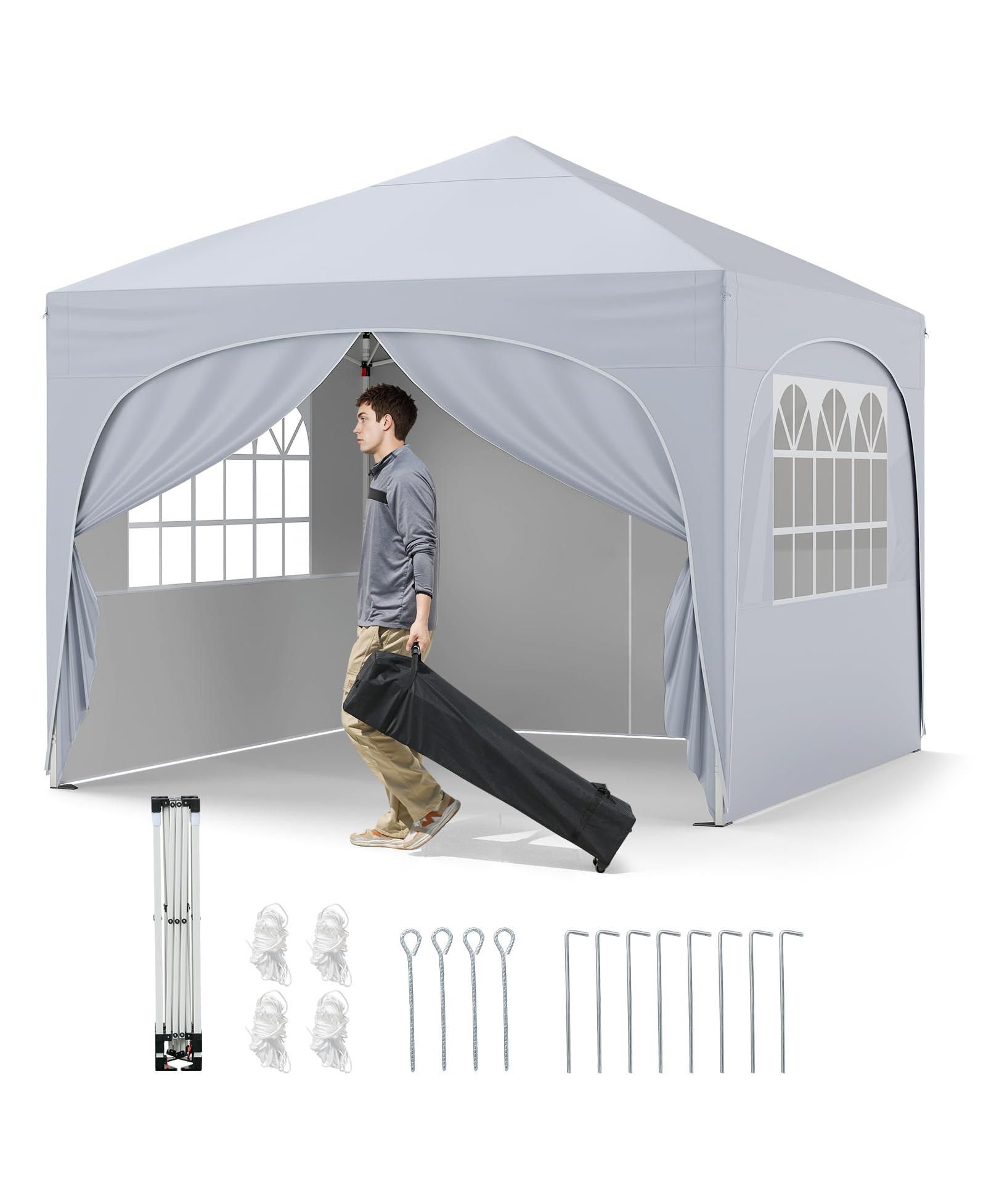 Раскладной тент 10 X 10 FT с 4 съемными боковыми стенками Mecale