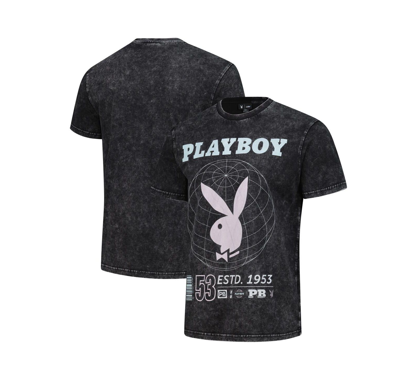 Lids Мужская футболка Playboy Distressed Oversized с кроликом, черная