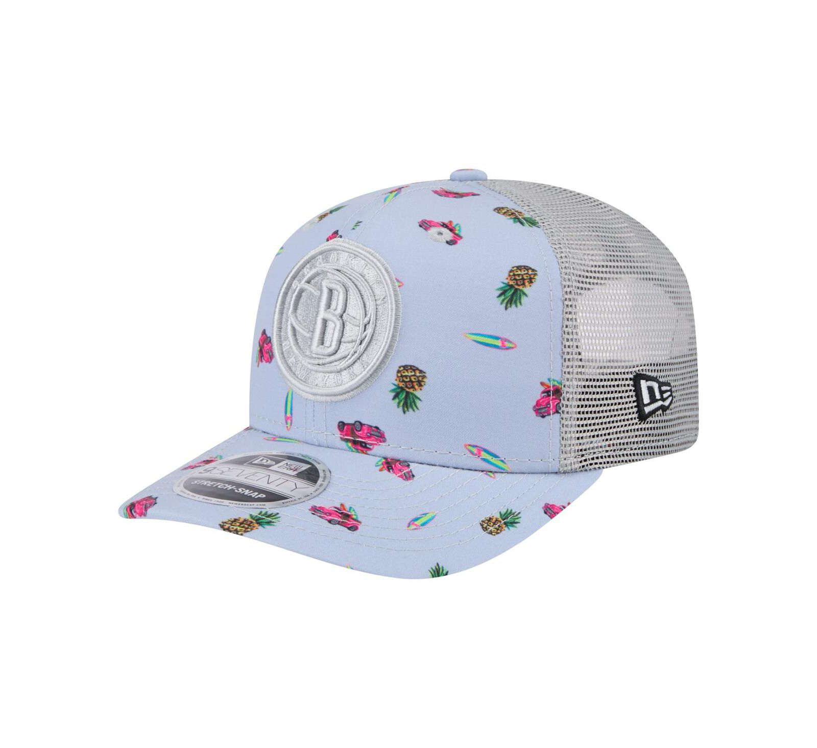 New Era Men's Light Blue/Gray Brooklyn Nets Adventure Aloha Pattern 9SEVENTY Stretch-Snap Hat