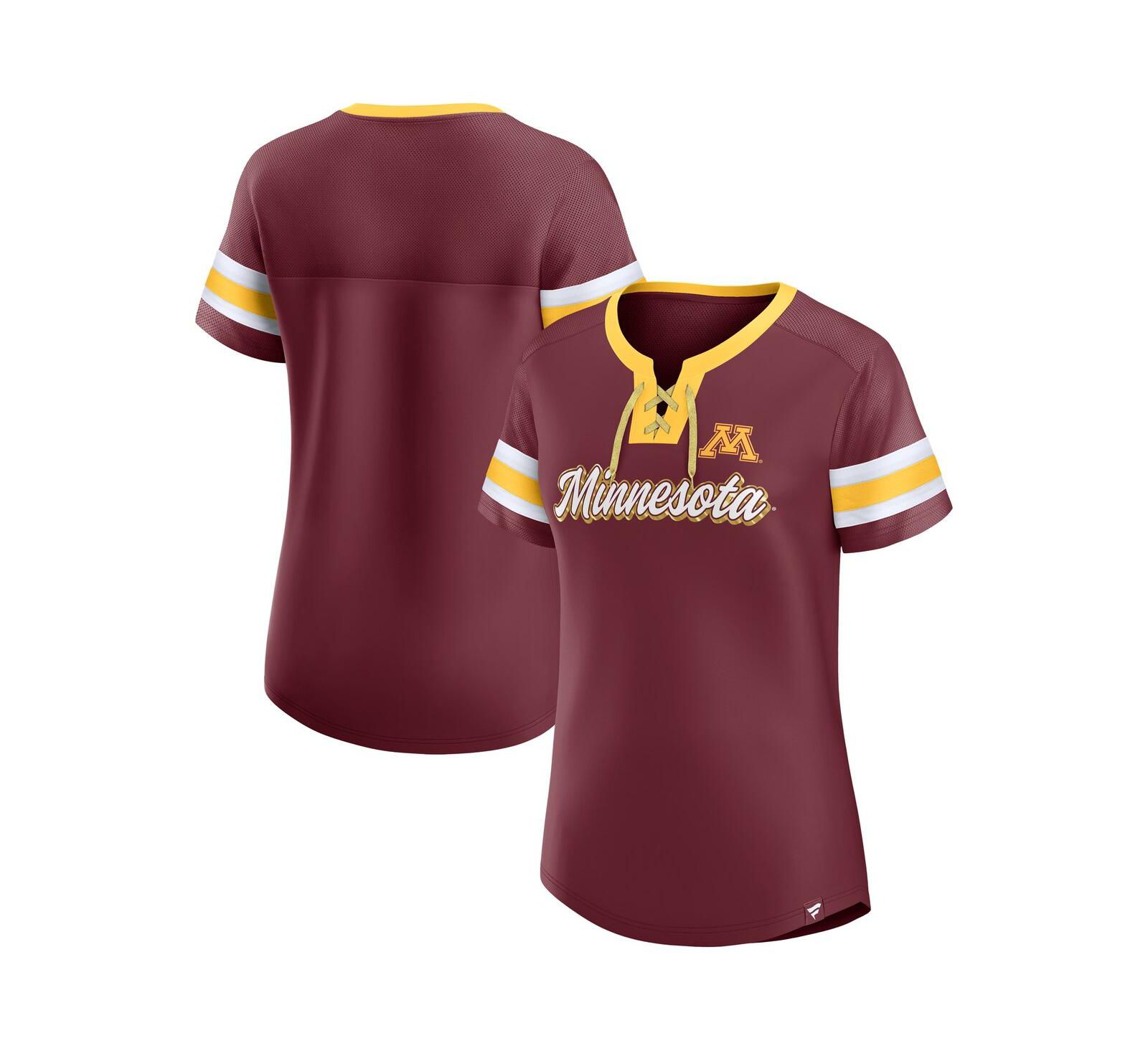 Женская футболка Fanatics Maroon Minnesota Golden Gophers Iconic Athena Lace-Up