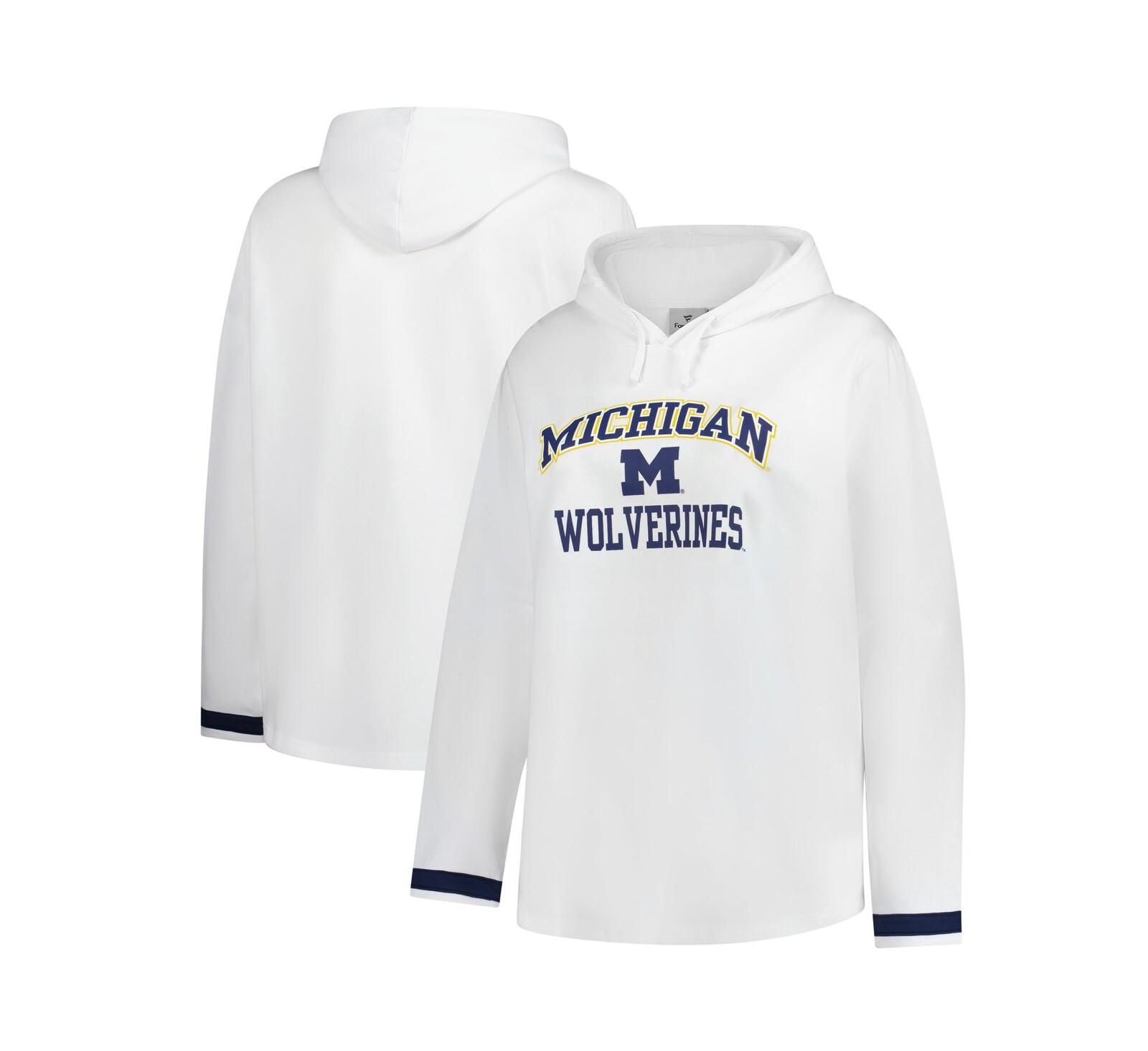 Женское худи Fanatics Michigan Wolverines Plus Size белого цвета