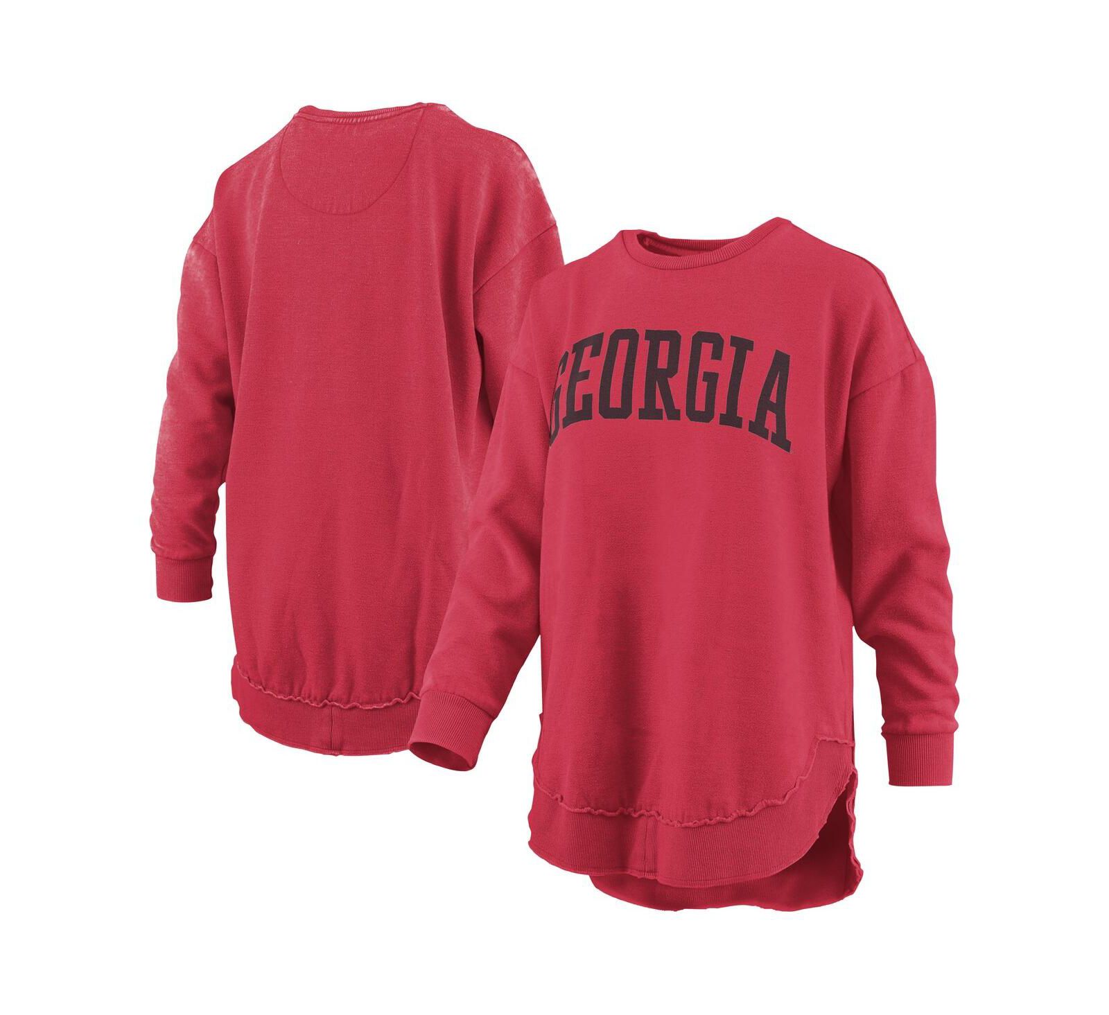Pressbox Women's Red Georgia Bulldogs Mélange Poncho Vintage Fleece Long Sleeve Pullover Sweatshirt