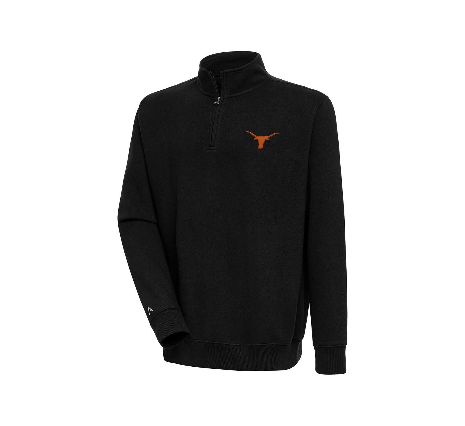 Мужское худи Antigua Black Texas Longhorns Victory Quarter-Zip Pullover