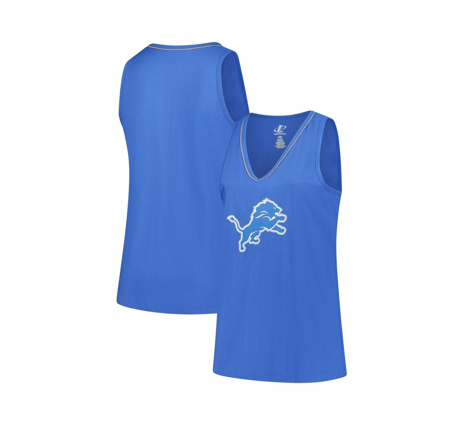 Logo Athletic Женский Blue Detroit Lions Plus Size Stellar Win V-Neck Tank Top