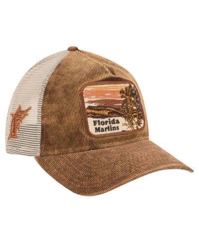 Мужская кепка New Era Florida Marlins Vintage Landscape 9TWENTY A-Frame Adjustable Trucker Hat Dark Brown