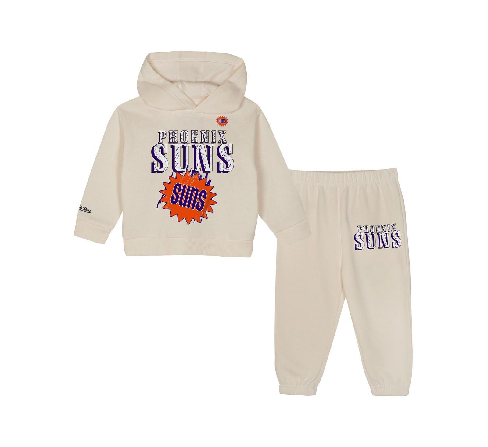 Детский комплект Mitchell & Ness: оверсайз худи и брюки Phoenix Suns Hang Time, цвет cream, 2 части