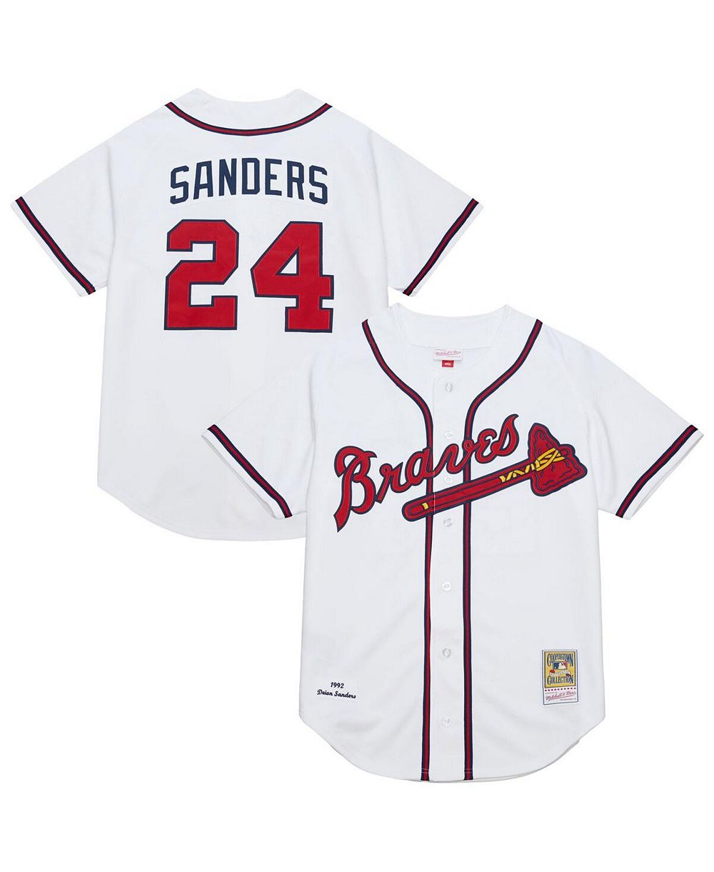 Мужская джерси Mitchell & Ness Deion Sanders White Atlanta Braves Cooperstown Collection 1992 Authentic