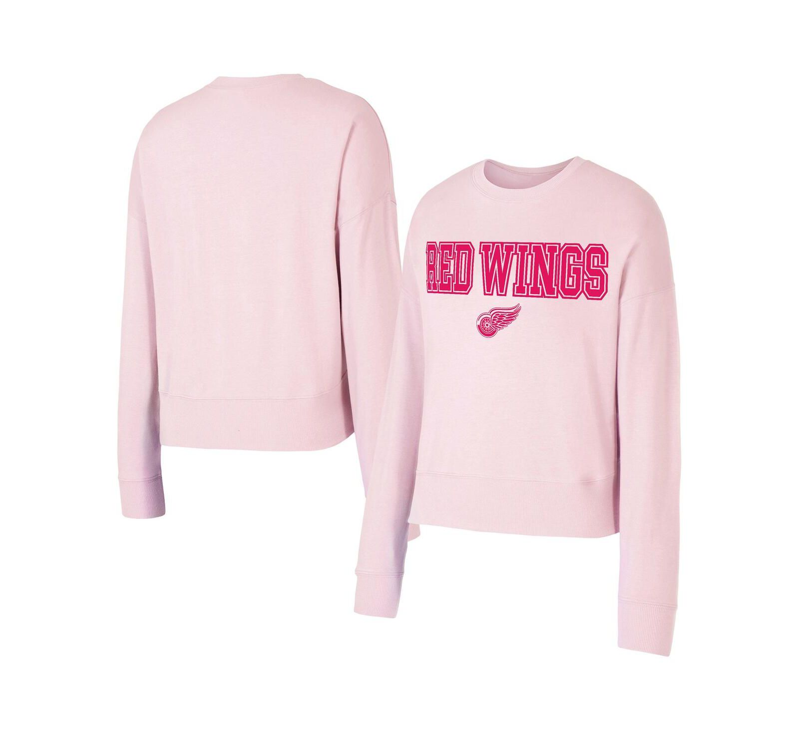 Concepts Sport Women's Pink Detroit Red Wings Tonal Pullover Tri-Blend Sweatshirt