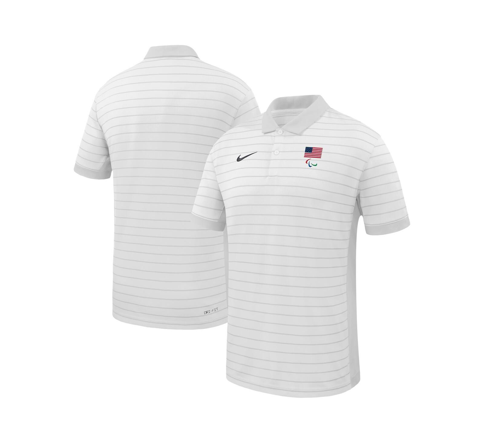 Мужская рубашка Nike White U.S. Paralympics Team Victory Stripe Performance Polo