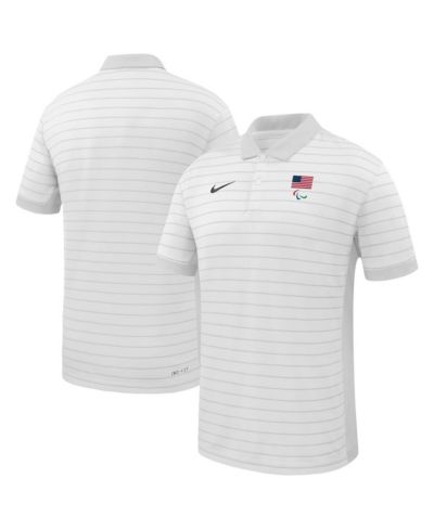 Nike Men's White U.S. Paralympics Team Victory Stripe Performance Polo Shirt