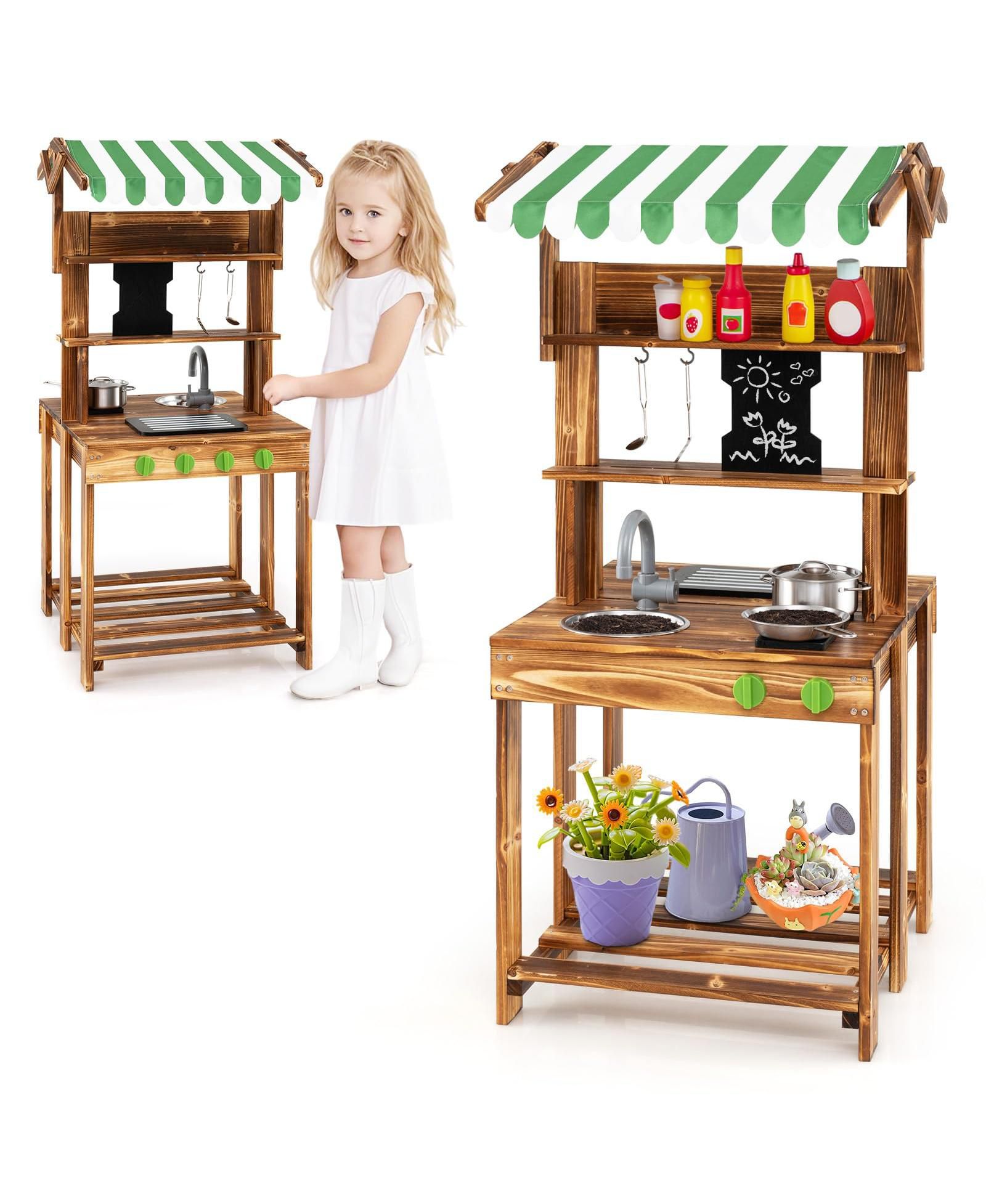Двусторонняя игровая кухня Mecale с навесом и доской