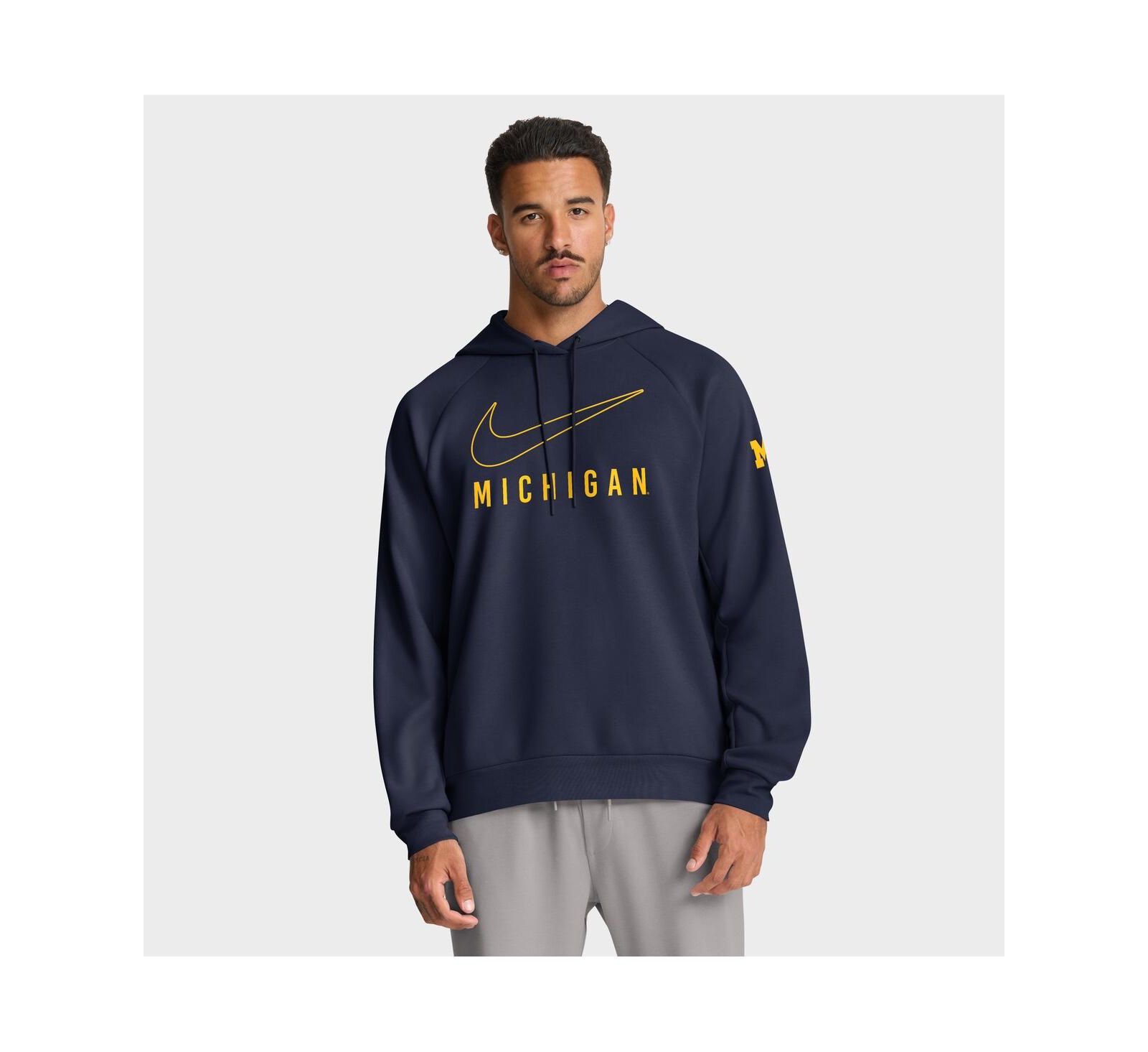 Nike Men's Navy Michigan Wolverines Premium Raglan Performance Pullover Hoodie