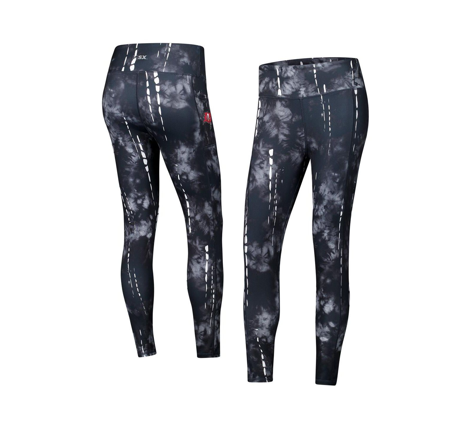 MSX by Michael Strahan Women's Black Tampa Bay Buccaneers Serena Tie-Dye Leggings
