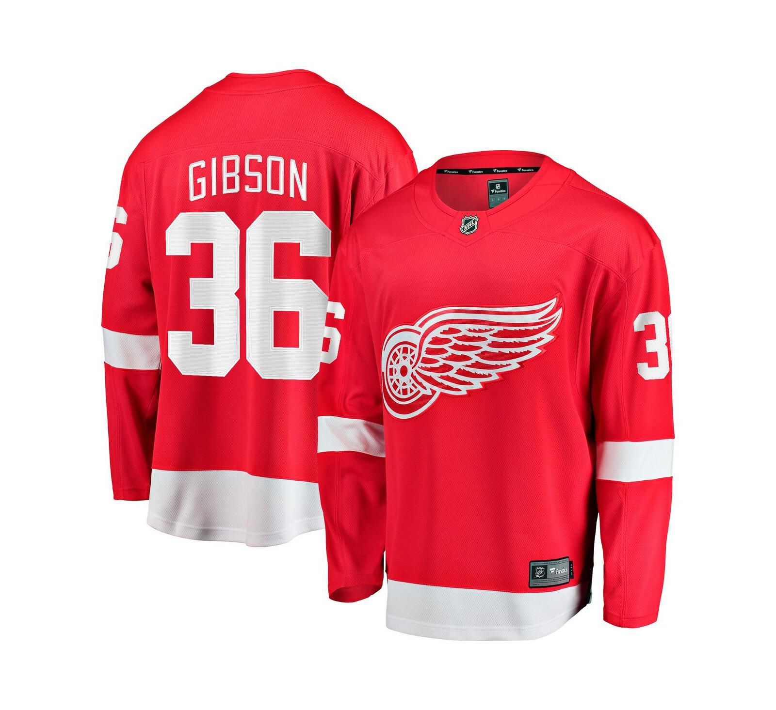 Мужской Fanatics John Gibson Red Detroit Red Wings Home Breakaway Jersey