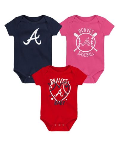 Комплект боди Outerstuff Baby Boys and Girls 3-Pack Atlanta Braves Slide Home