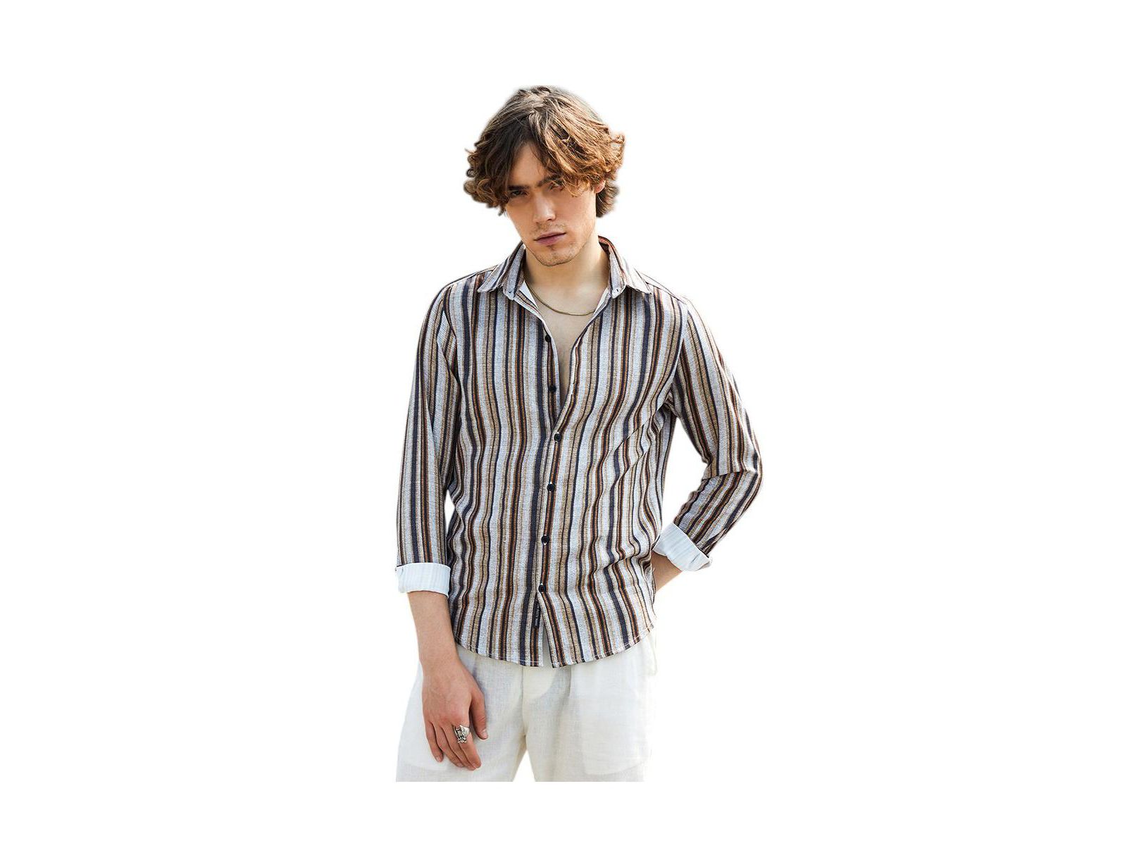 Campus Sutra Men's Multitrack-Striped Shirt