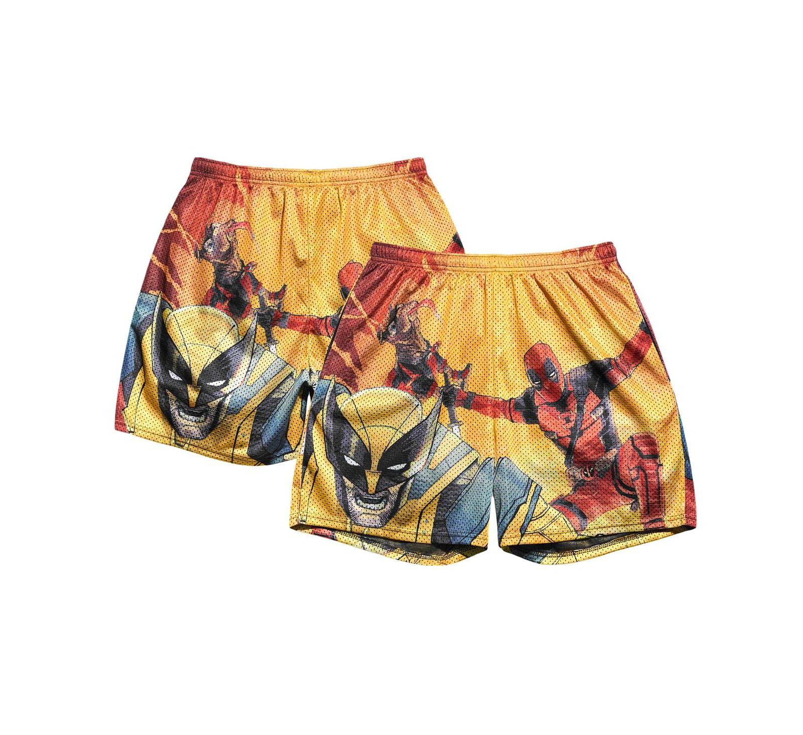 Мужские ретро шорты Chalk Line Yellow Deadpool Wolverine Jump