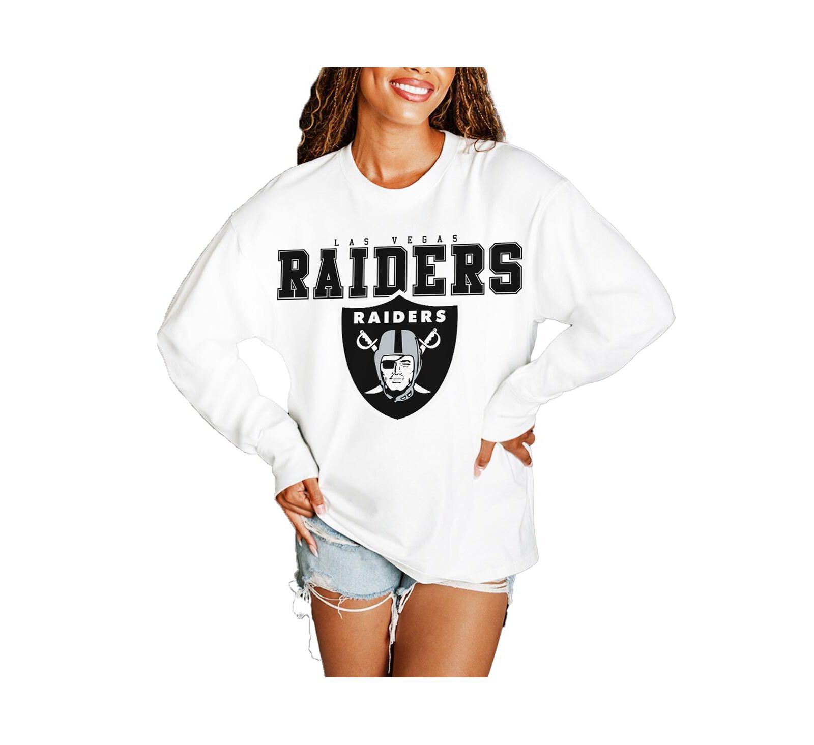 Gameday Couture Women's White Las Vegas Raiders Big Goals Oversized Long Sleeve T-Shirt