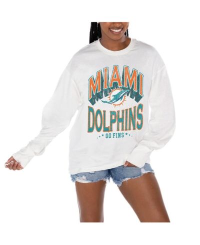 Женская футболка Gameday Couture White Miami Dolphins Time Out Oversized Long Sleeve