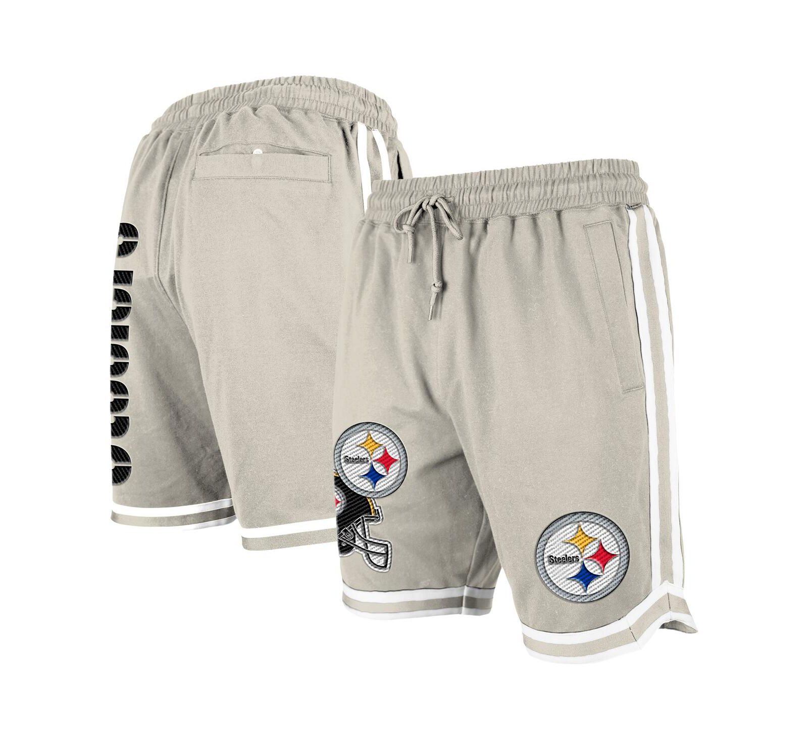 New Era Men's Light Beige Pittsburgh Steelers Stone Multi Patch Shorts