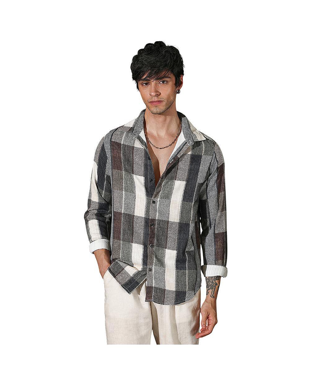 Campus Sutra Men's Multicolour Woven-Block Oversized Shirt