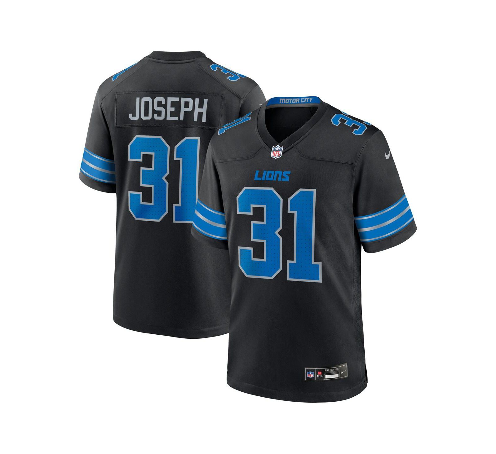Мужская джерси Nike Kerby Joseph Black Detroit Lions Alternate Game