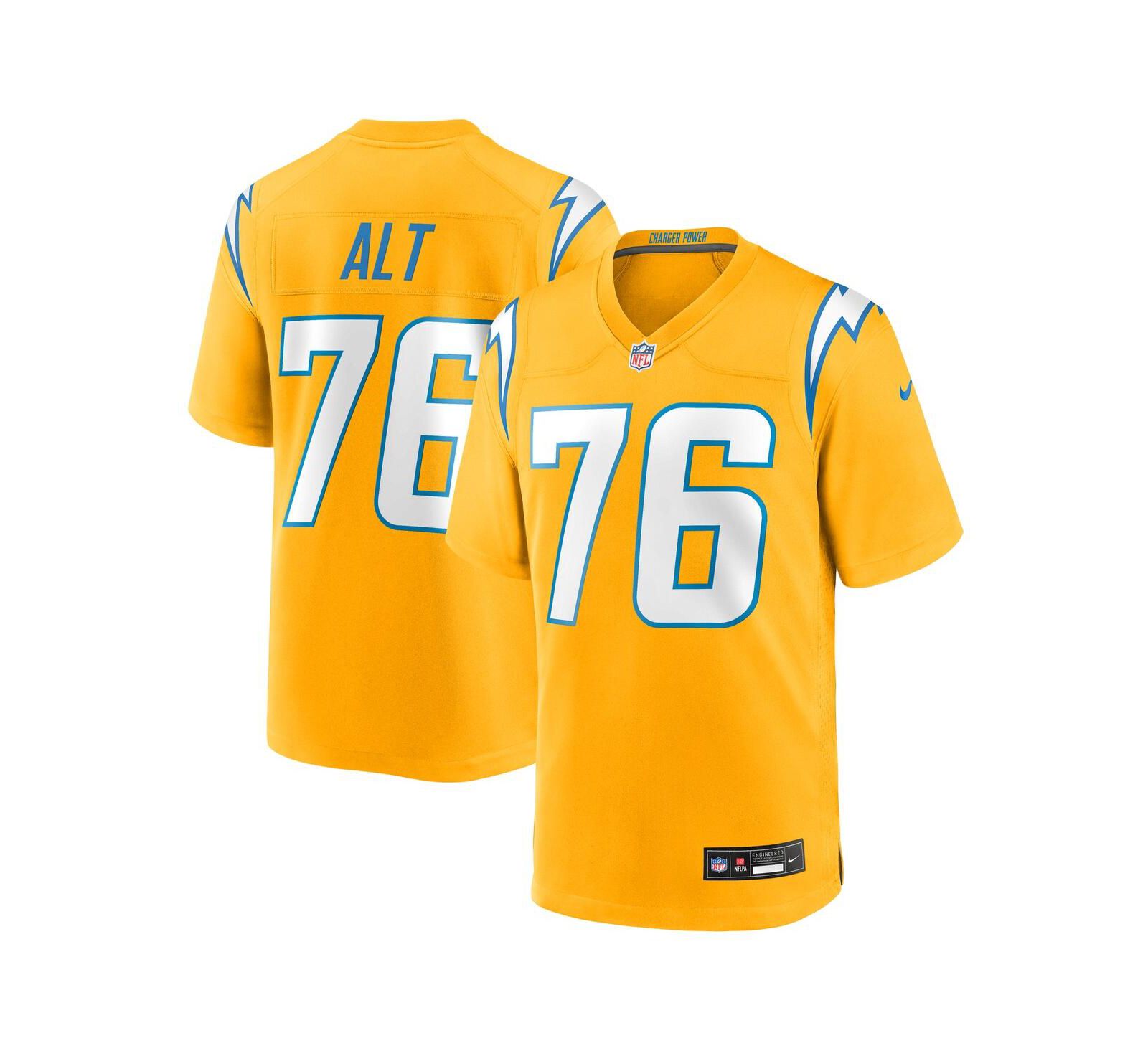 Мужская джерси Nike Joe Alt Gold Los Angeles Chargers Alternate Charger Power Game Player