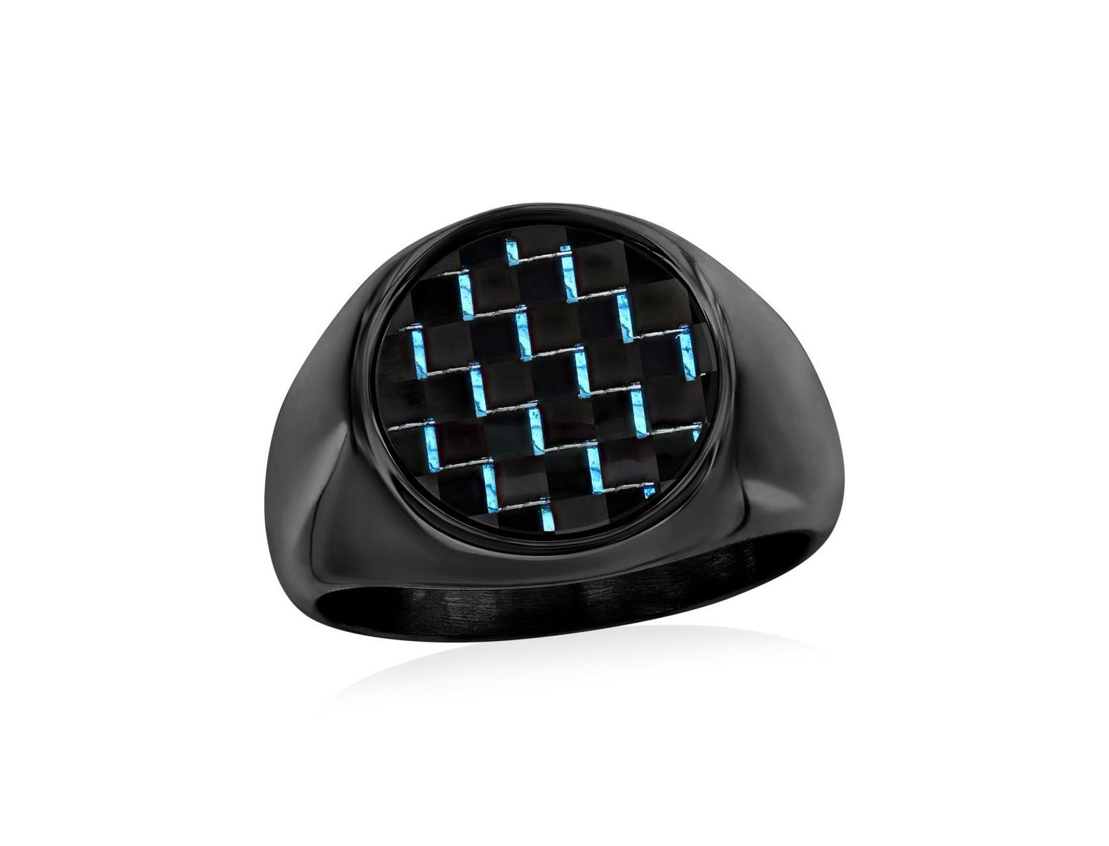 Stainless Steel, Carbon Fiber Ring - Plated