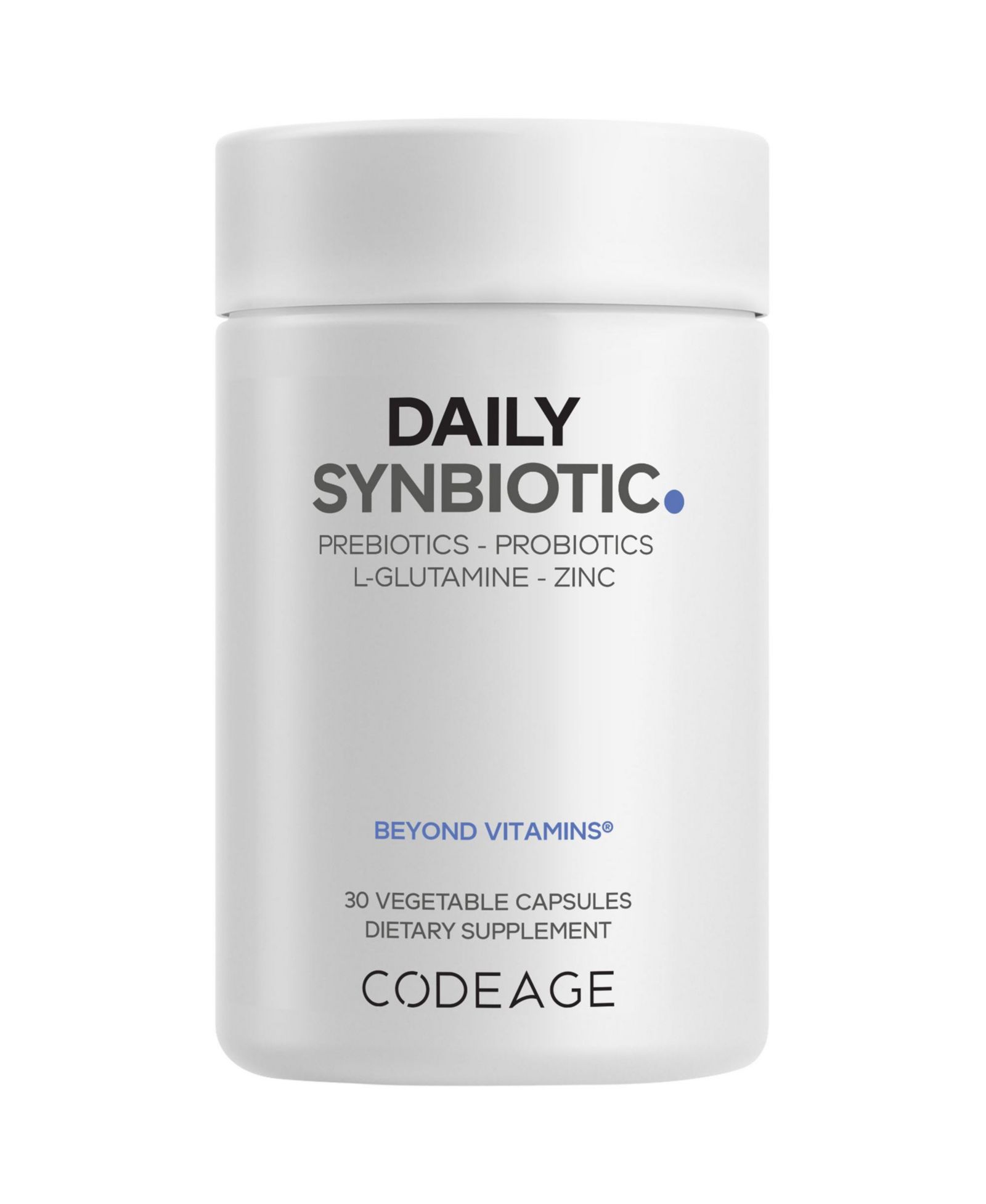 Codeage ежедневная синбиотическая добавка - пребиотики, Lactobacillus и Bifidobacterium, L-Glutamine, Zinc, 30 капсул