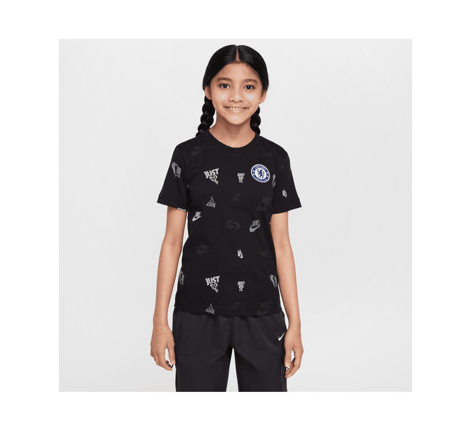 Nike Big Boys and Girls Black Chelsea Just Do It Crest T-Shirt