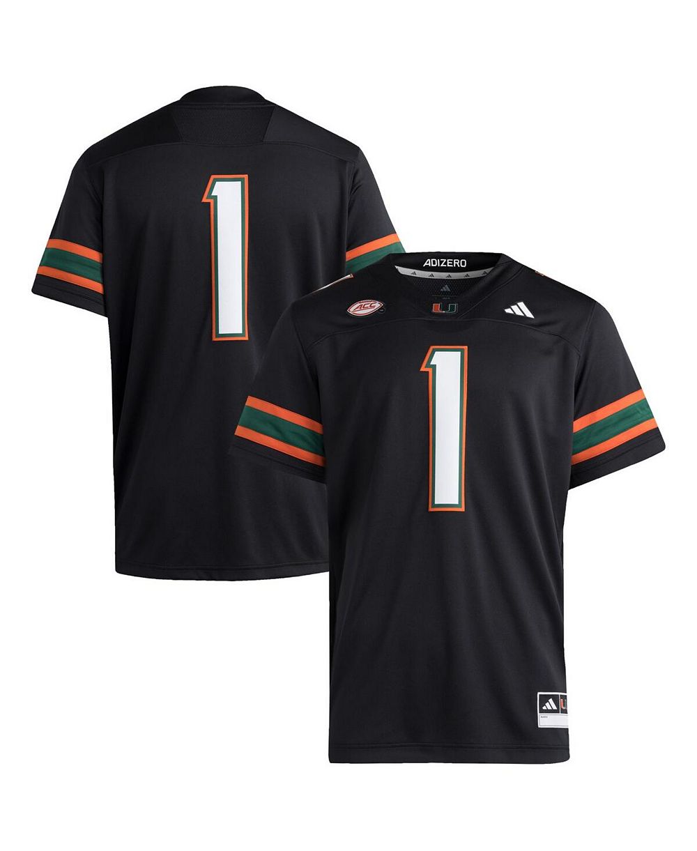Adidas Мужская джерси Premier Miami Hurricanes, Black, 1 Black