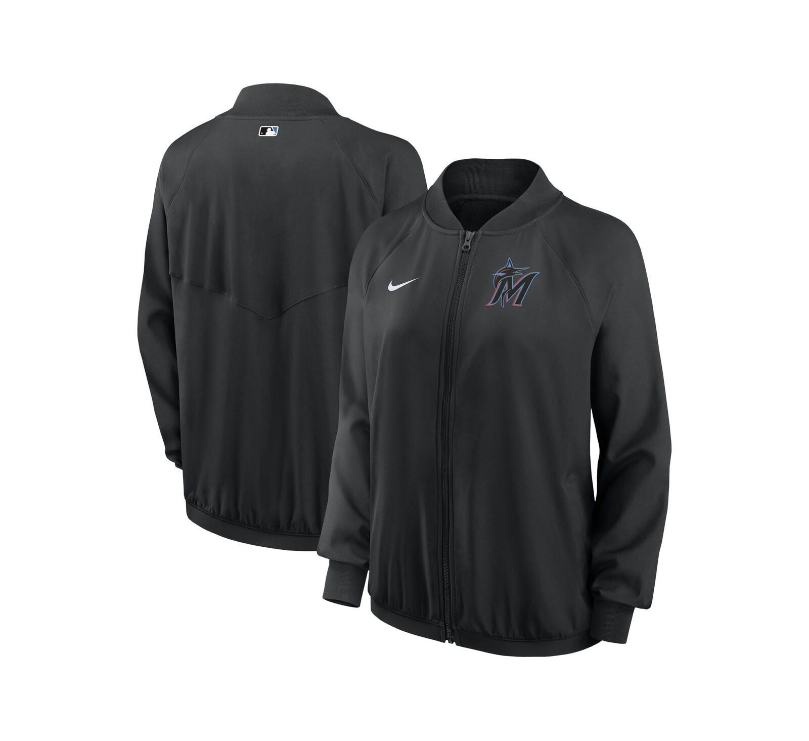 Nike Women's Black Miami Marlins Authentic Collection Team Raglan Performance Full-Zip Jacket