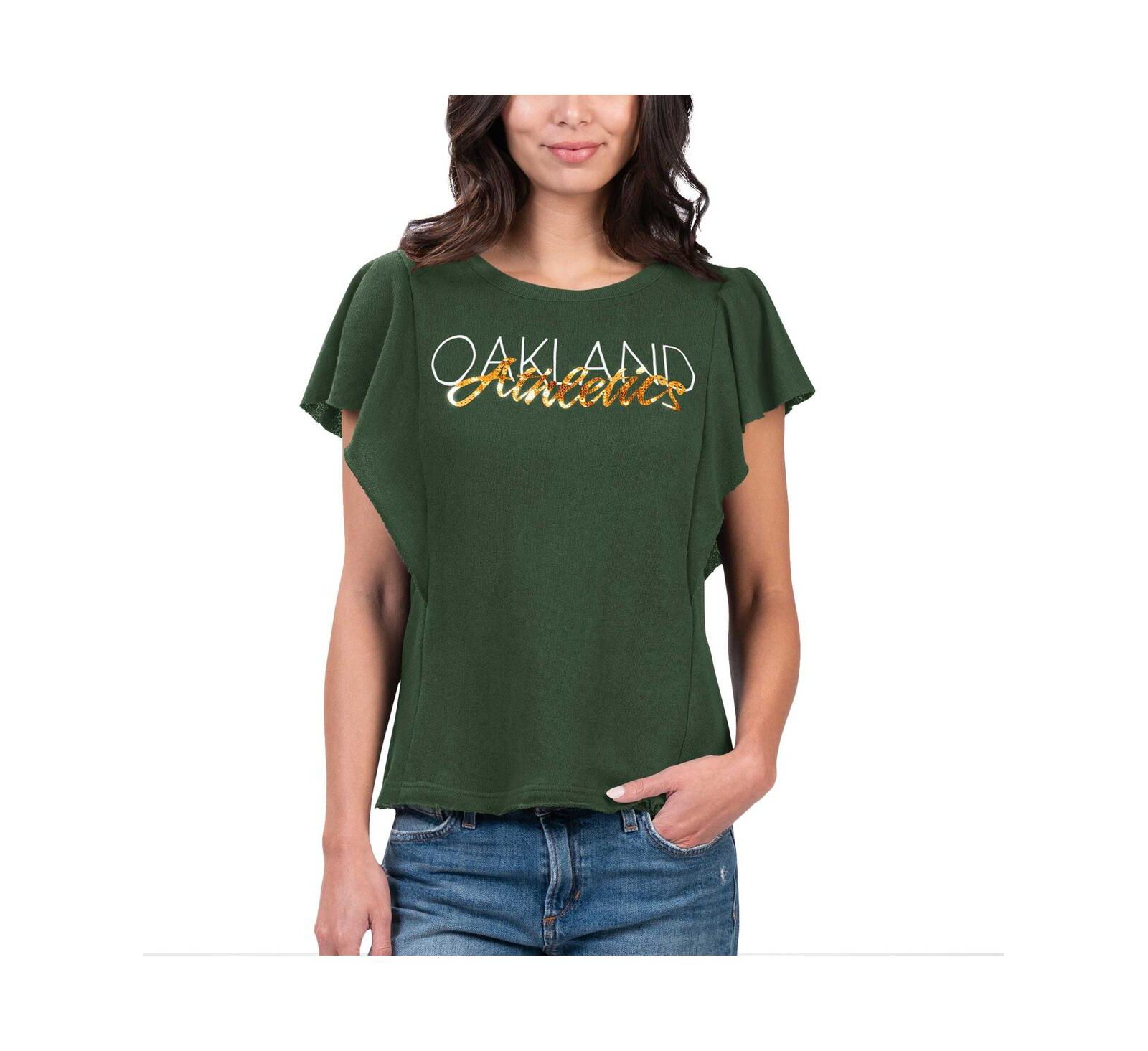 G-III 4Her by Carl Banks Women's Green Oakland Athletics Crowd Wave T-Shirt