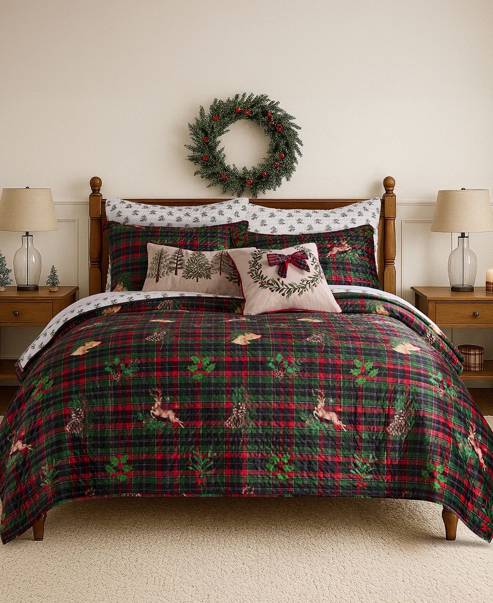 Levtex Home Merry Tartan Reversible Quilt, Full/Queen