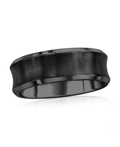 Stainless Steel, Brushed & Polished Curved Ring - Plated