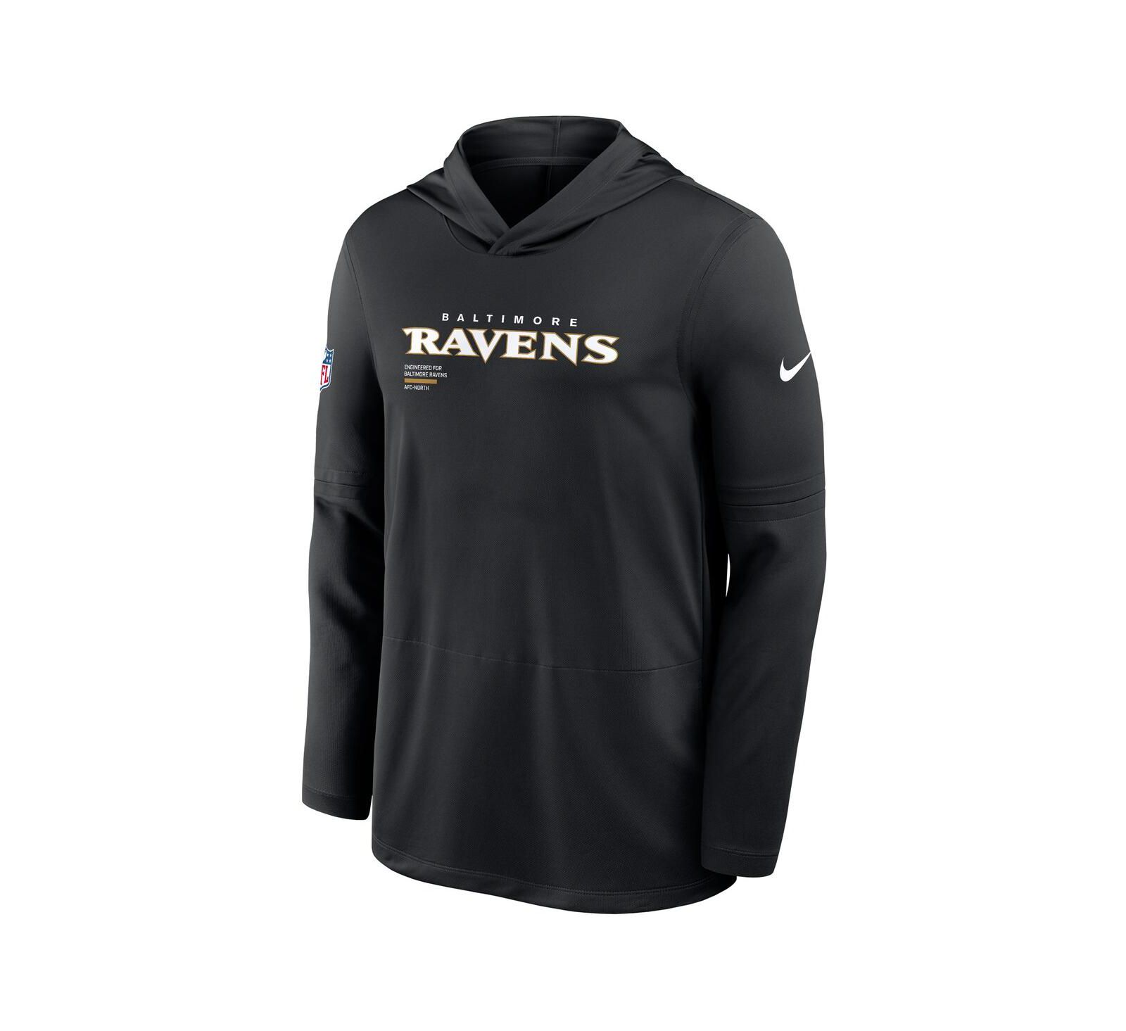 Nike Мужская черная футболка с длинным рукавом Baltimore Ravens Sideline Pure Performance